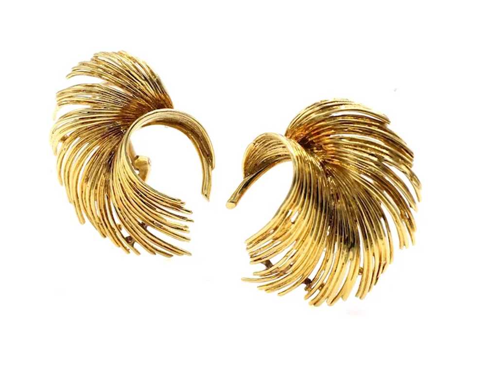 1980s 18 Karat Gold Feather Ear Clips - image 2