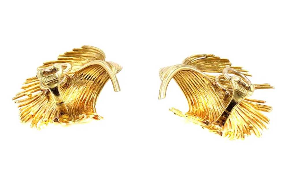 1980s 18 Karat Gold Feather Ear Clips - image 3