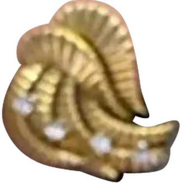 Retro Diamond 18 Karat Yellow Gold Ear Clips