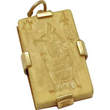 Vintage Mahjong Tile Charm in 14K Gold, Handcrafte