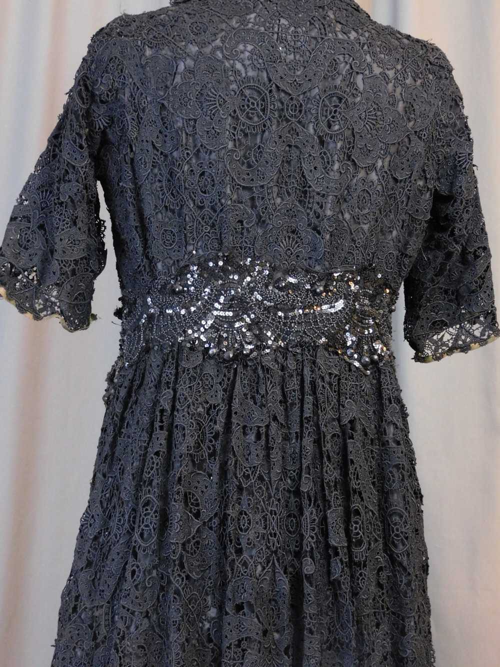 Edwardian Black Lace Dress with Beads and Sequins… - image 10