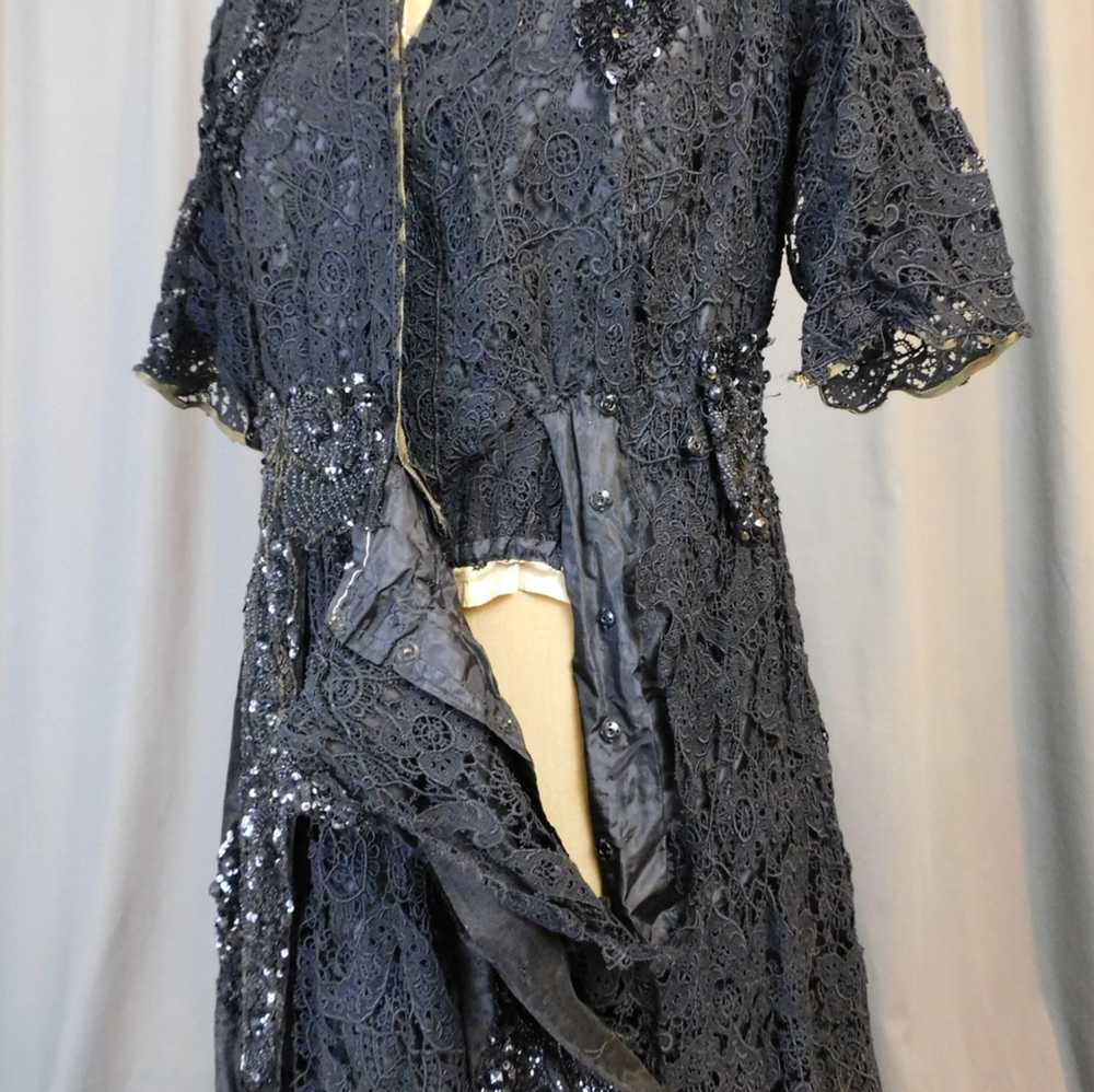 Edwardian Black Lace Dress with Beads and Sequins… - image 12