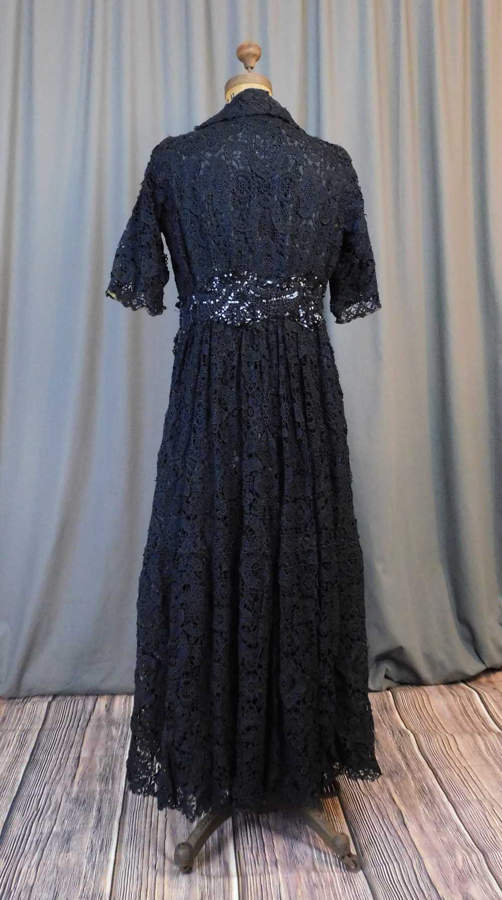 Edwardian Black Lace Dress with Beads and Sequins… - image 8