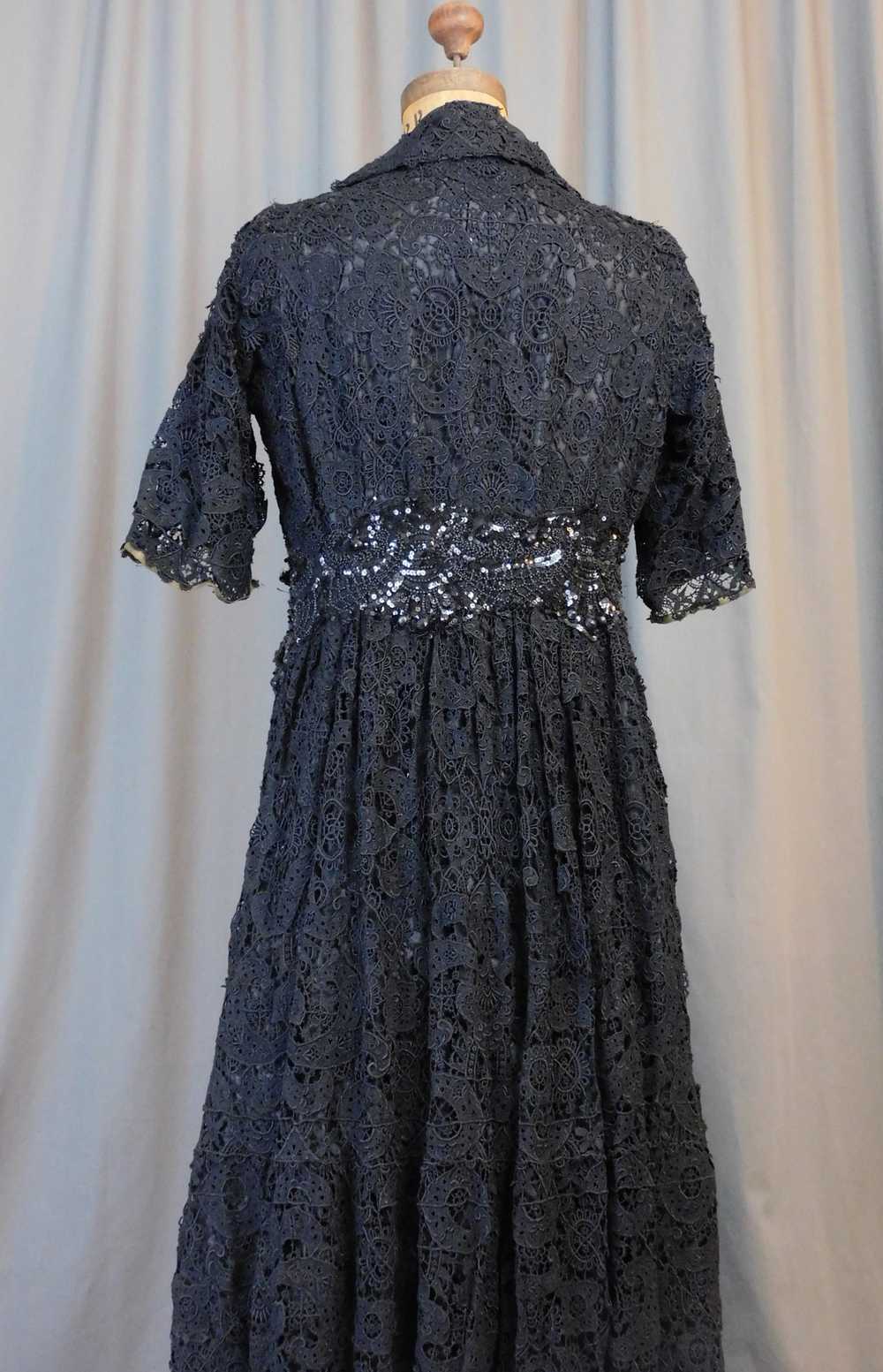 Edwardian Black Lace Dress with Beads and Sequins… - image 9