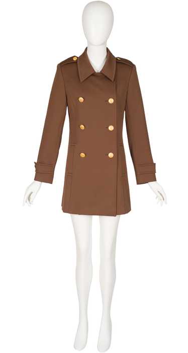 Pierre Cardin 1990s Military-Inspired Brown Double