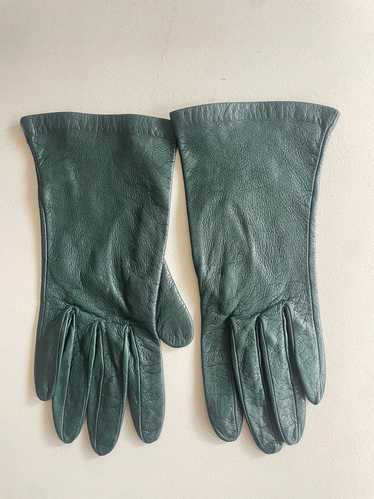 Vintage Dark Green Kid Leather Gloves