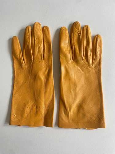 Vintage Mustard Yellow Kid Leather Gloves - image 1