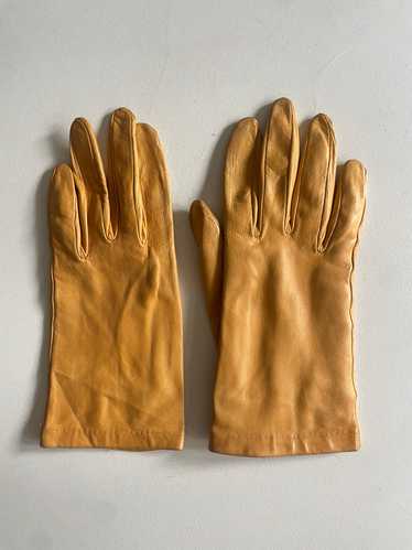 Vintage Yellow Kid Leather Gloves - image 1