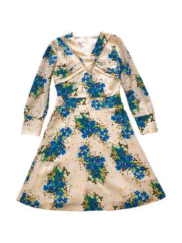 70s Beige Flowery Dress - image 1