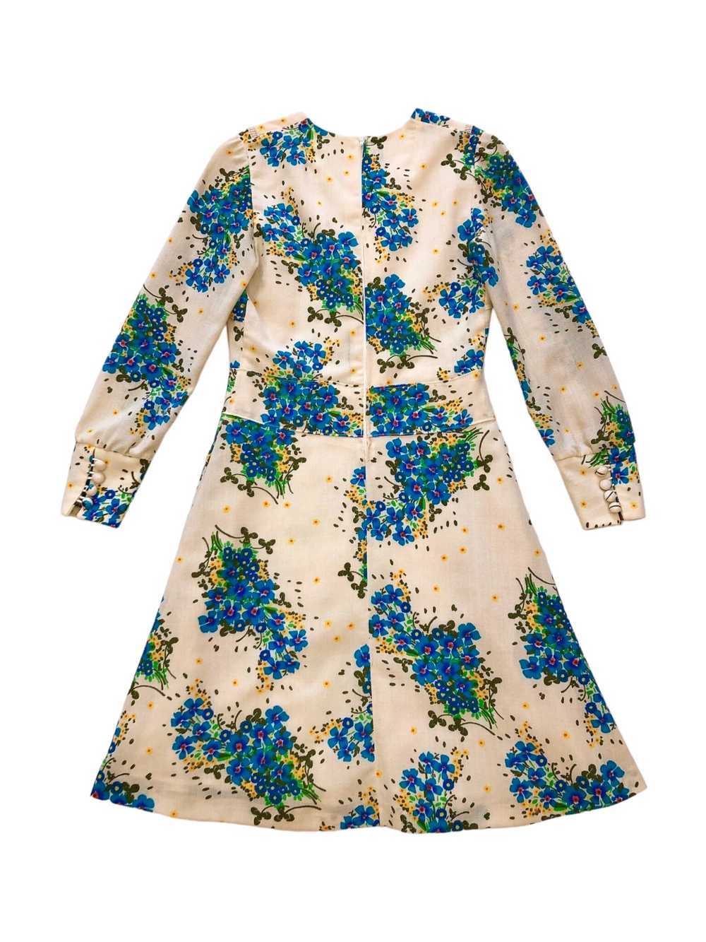 70s Beige Flowery Dress - image 3