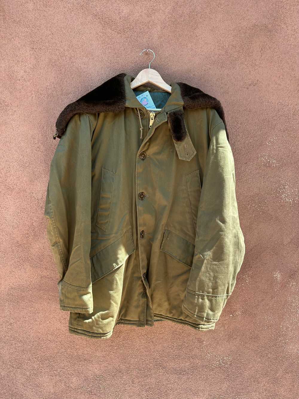 1950's Army Green U.S. Army Parka with Zip Hood -… - image 1