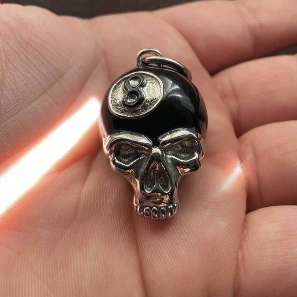 Silver × Streetwear Hard Jewelry Hate Ball Skull … - image 2