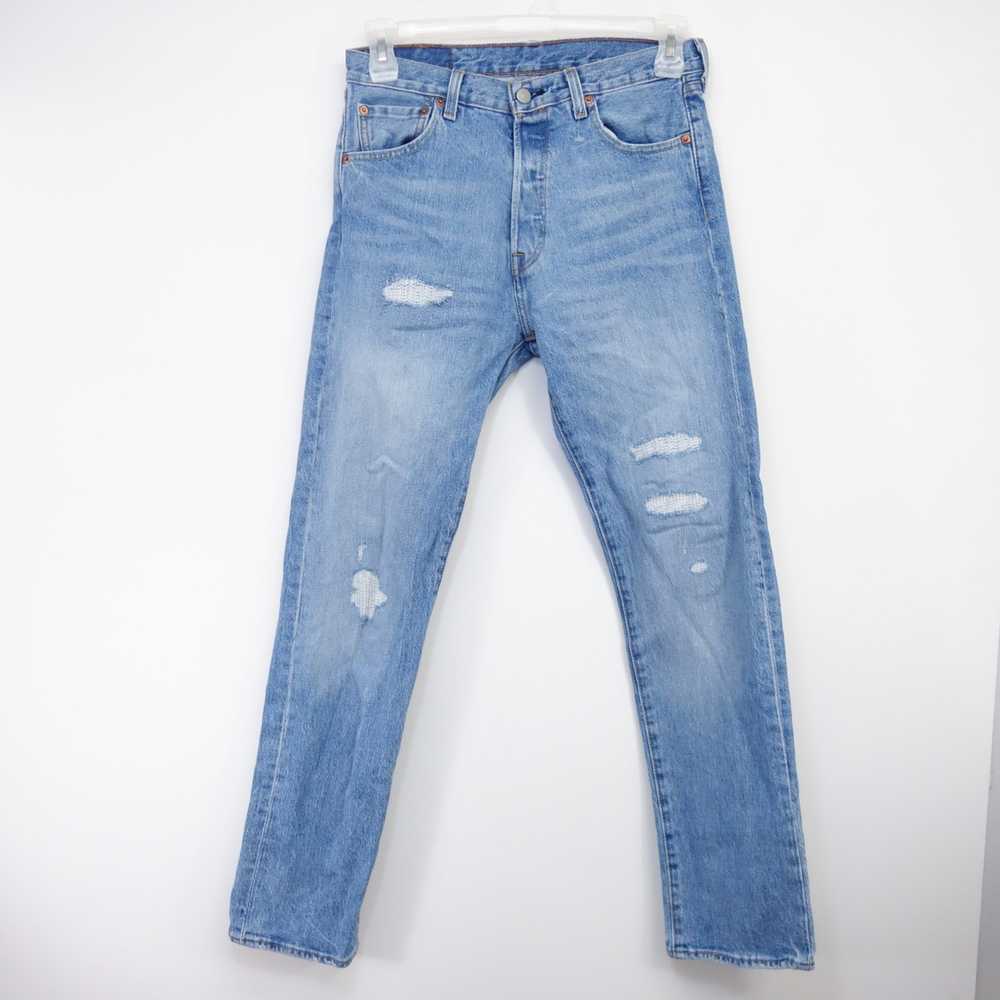 Levi's Ripped 501 '93 Button Fly Straight Leg Den… - image 5