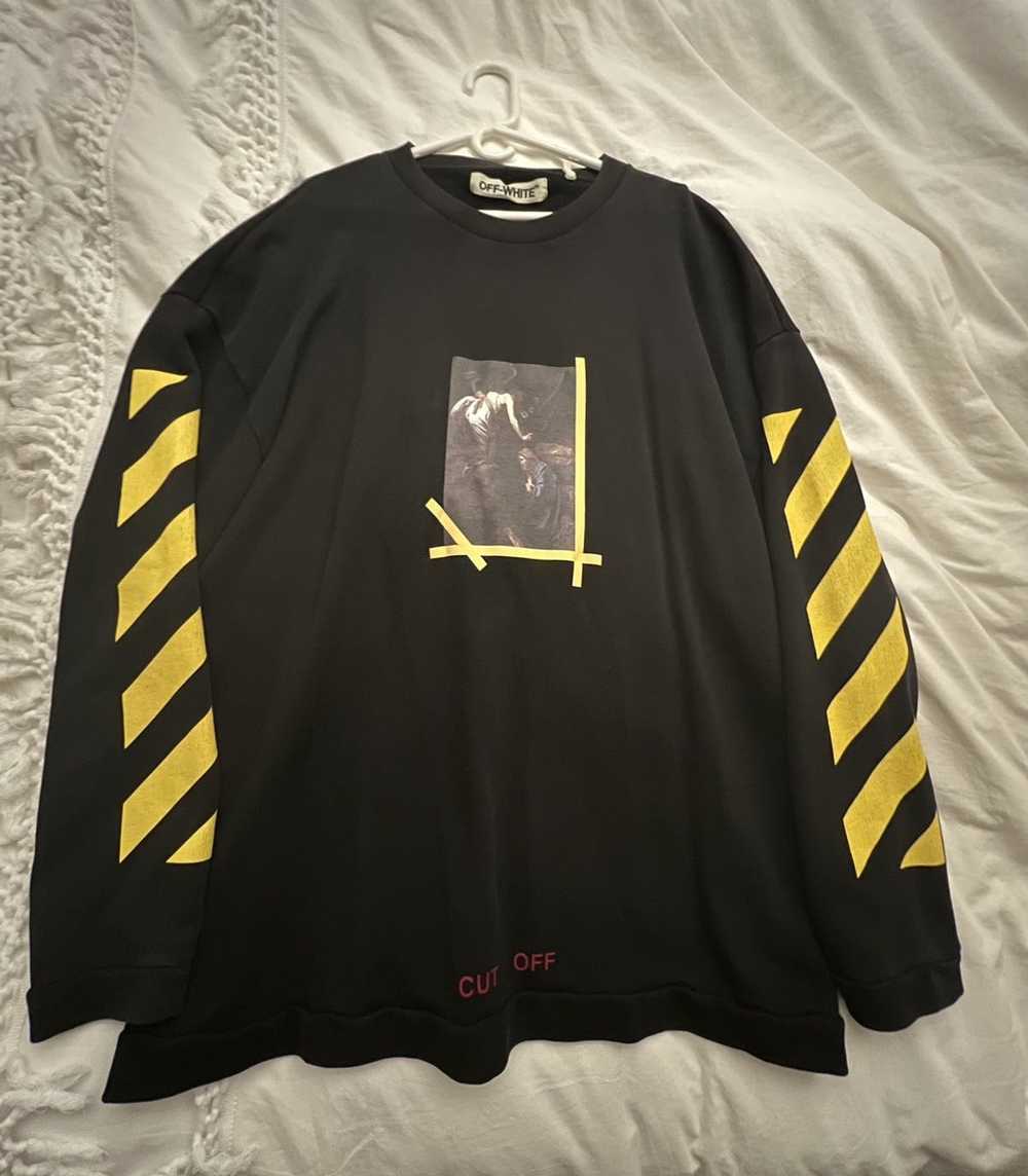 Off-White Black off white hoodie with painting on… - image 1