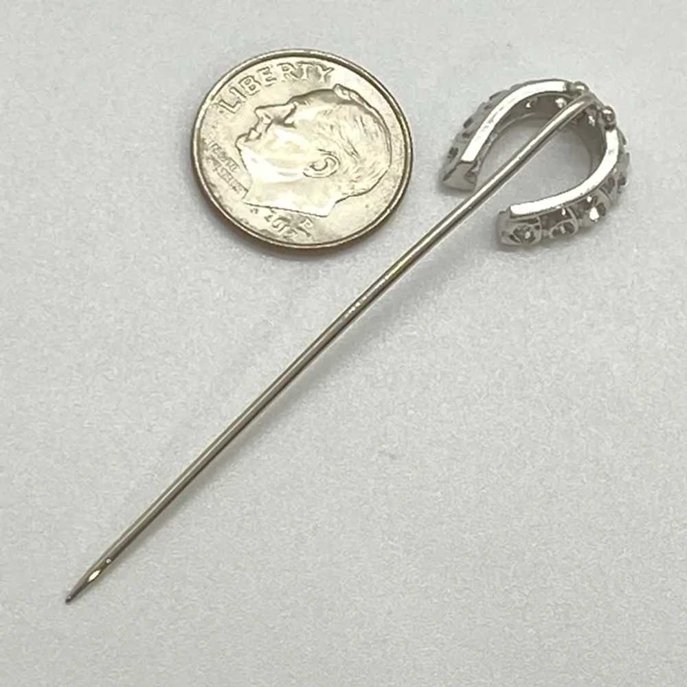 Art Deco Era Lucky Horseshoe Diamond Stick-Pin 14… - image 3