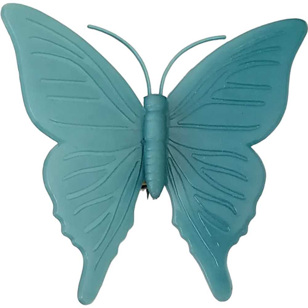 KD Denmark Blue Early Plastic Butterfly Pin, Sign… - image 1