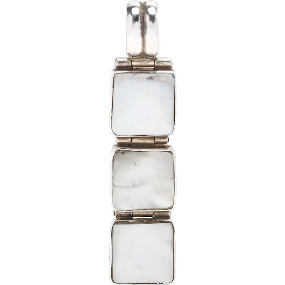 Mother-of-Pearl Line Pendant, Sterling Silver, Le… - image 1