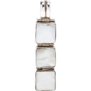 Mother-of-Pearl Line Pendant, Sterling Silver, Le… - image 1