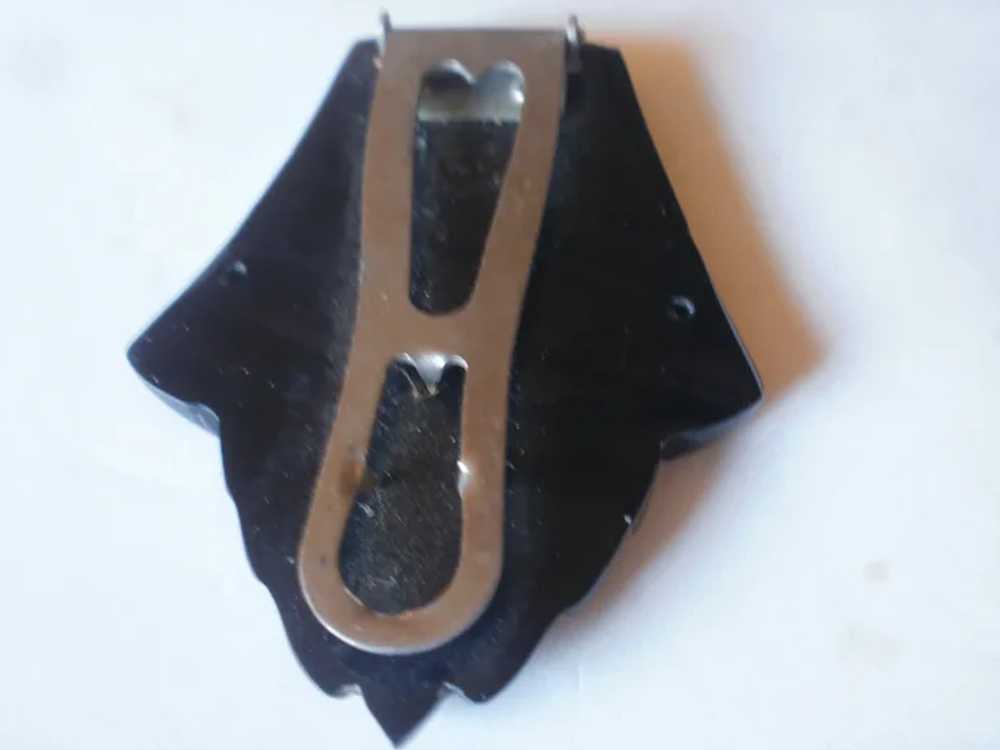 Vintage Black Carved Bakelite Clip - image 5