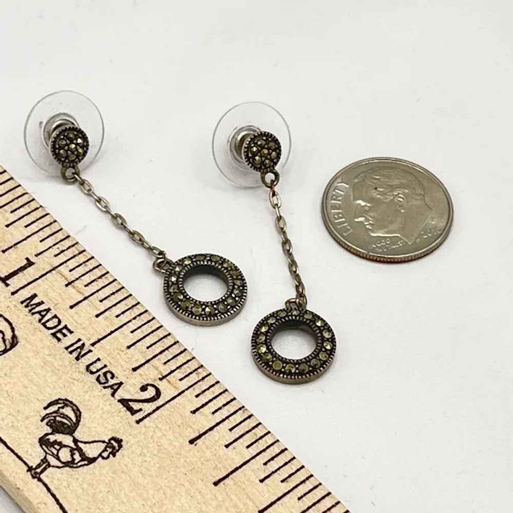 Vintage Sterling Silver and Marcasite Dangle Earr… - image 7