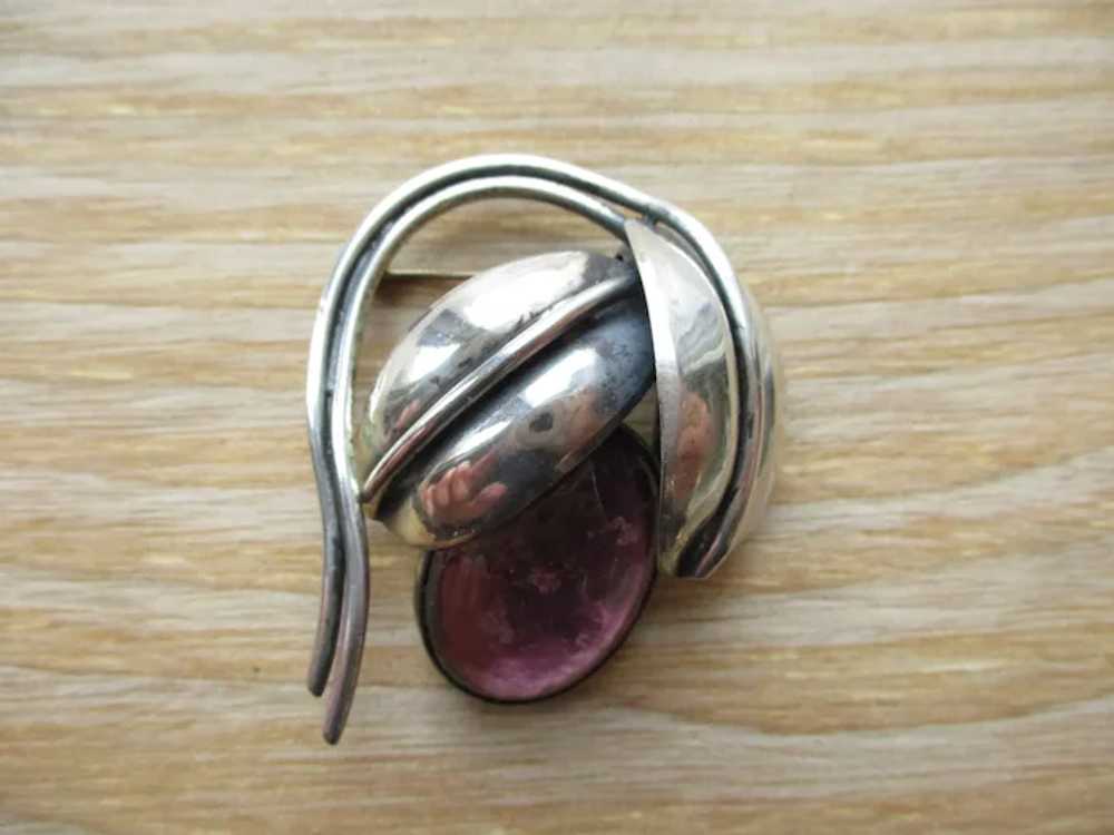 Napier Chunky Silver Plated Purple Glass Parure B… - image 5