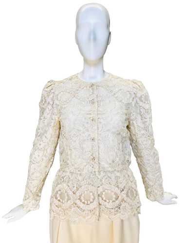 1980's Morton Myles Ivory Re-embroidered Lace Jack