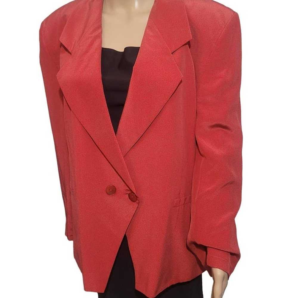 Vintage Vtg 80s Linda Allard Ellen Tracy red silk… - image 2