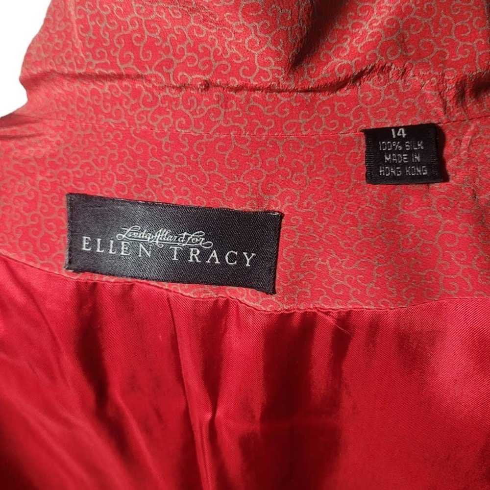 Vintage Vtg 80s Linda Allard Ellen Tracy red silk… - image 4