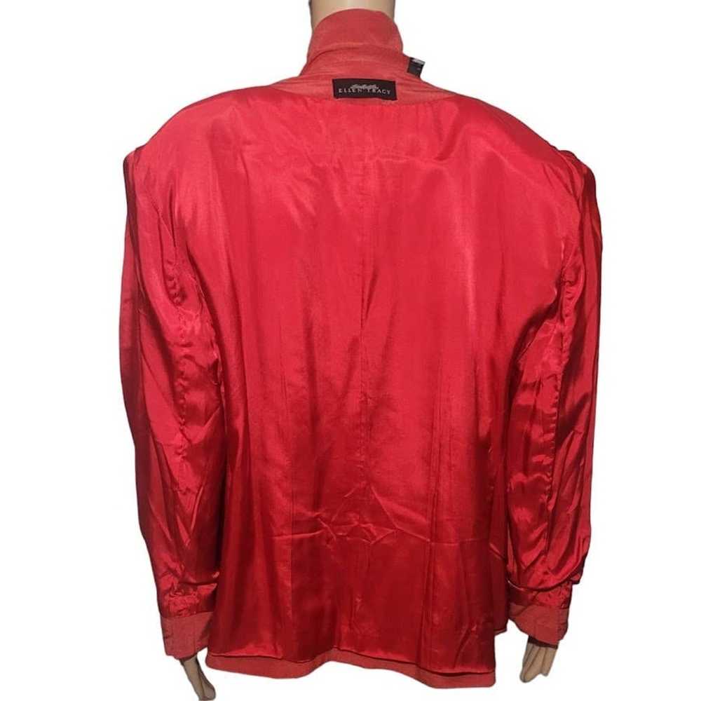 Vintage Vtg 80s Linda Allard Ellen Tracy red silk… - image 5