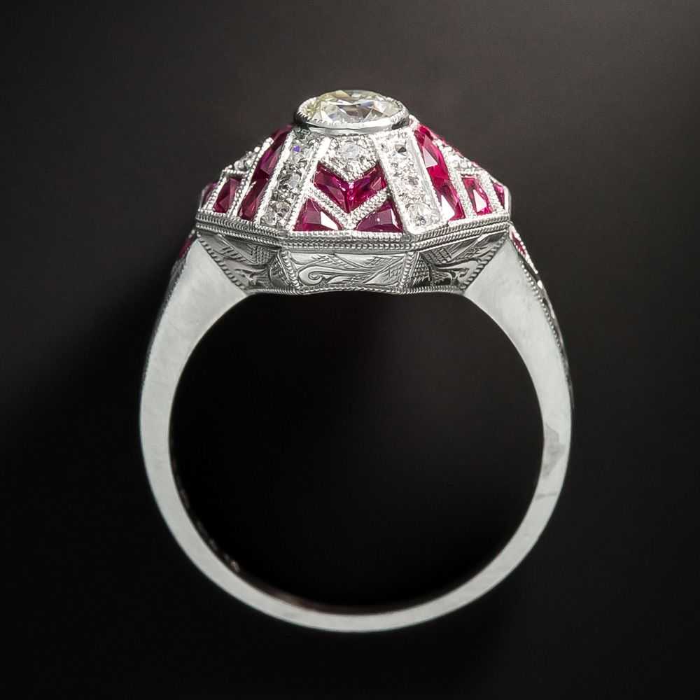 Art Deco-Style Diamond and Ruby Ring - image 3