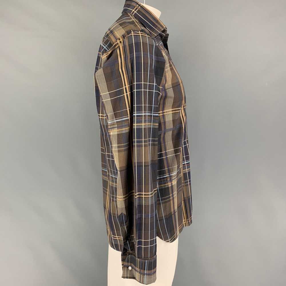 Ted Baker Brown Tan Plaid Cotton French Cuff Long… - image 2