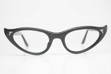 Black cat eye glasses vintage pointy 44/20 - Gem