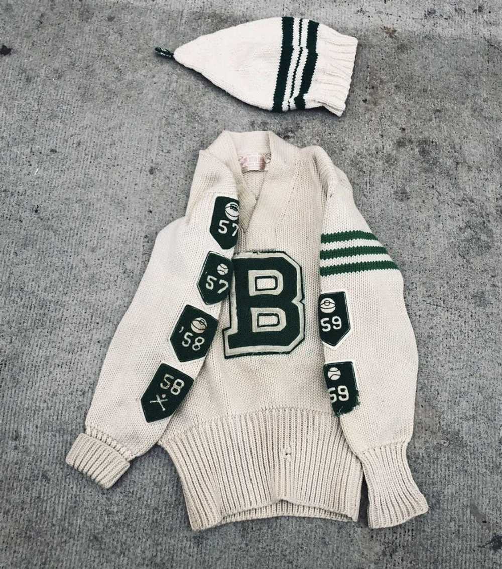 Vintage Vgt 50s school lettermen sweater patches … - image 1