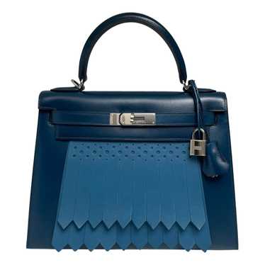 HERMES Kelly 28 Bag in bicolor Blue Indigo and Burgundy Epsom Leather -  VALOIS VINTAGE PARIS