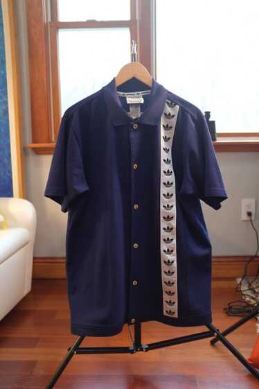 Adidas Adidas Originals Blue Button Up Logo Embroi