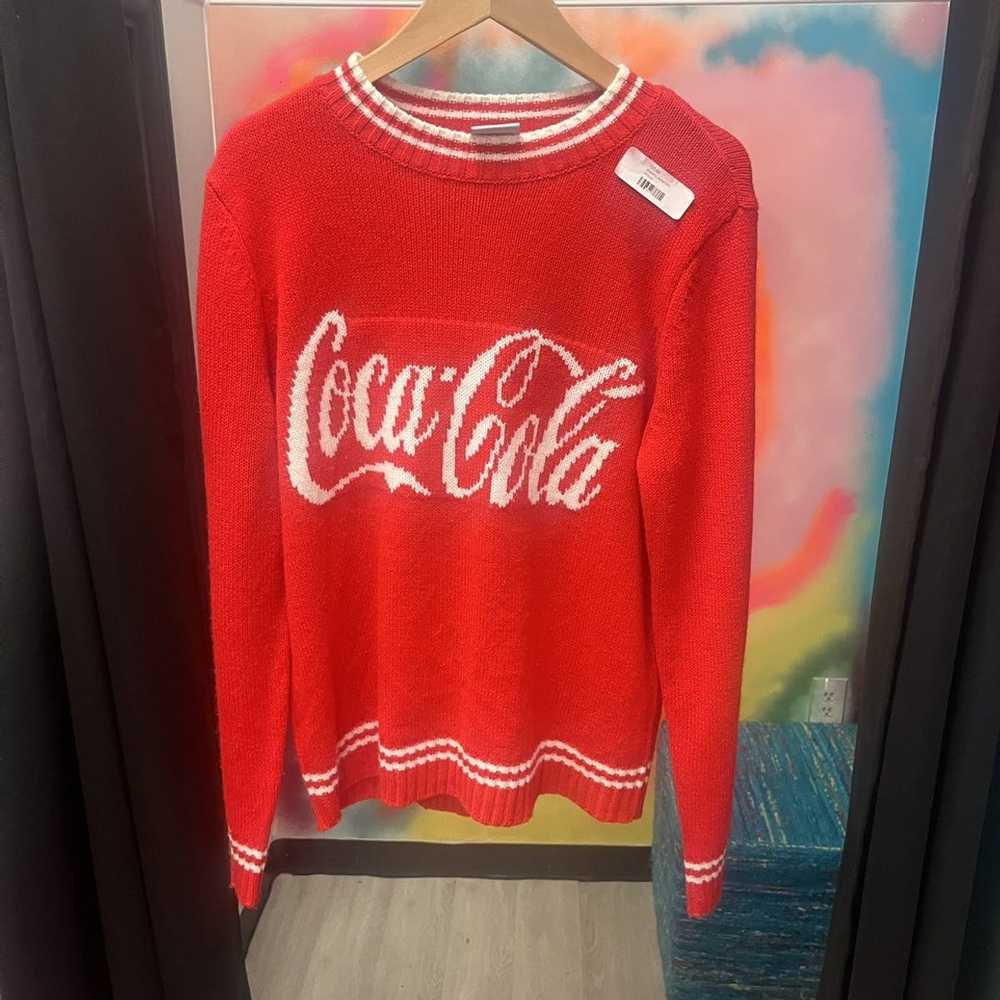 Vintage RARE Coca Cola Red White Logo Collared Knit hotsell Sweater Small