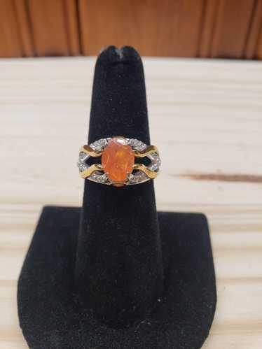 Jewelry 925 Silver Ring with Orange Lab Created Sa