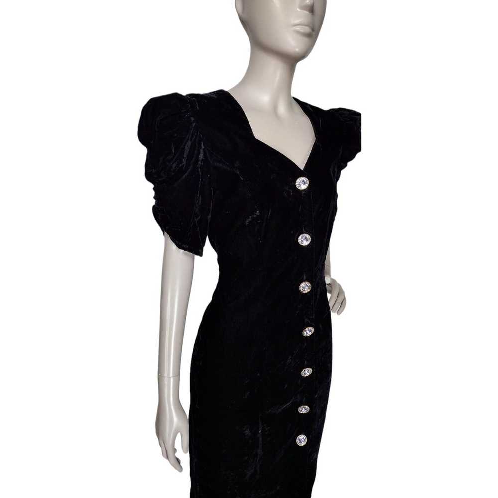 Vintage Vintage 80's Black Crushed Velvet Ruched … - image 5