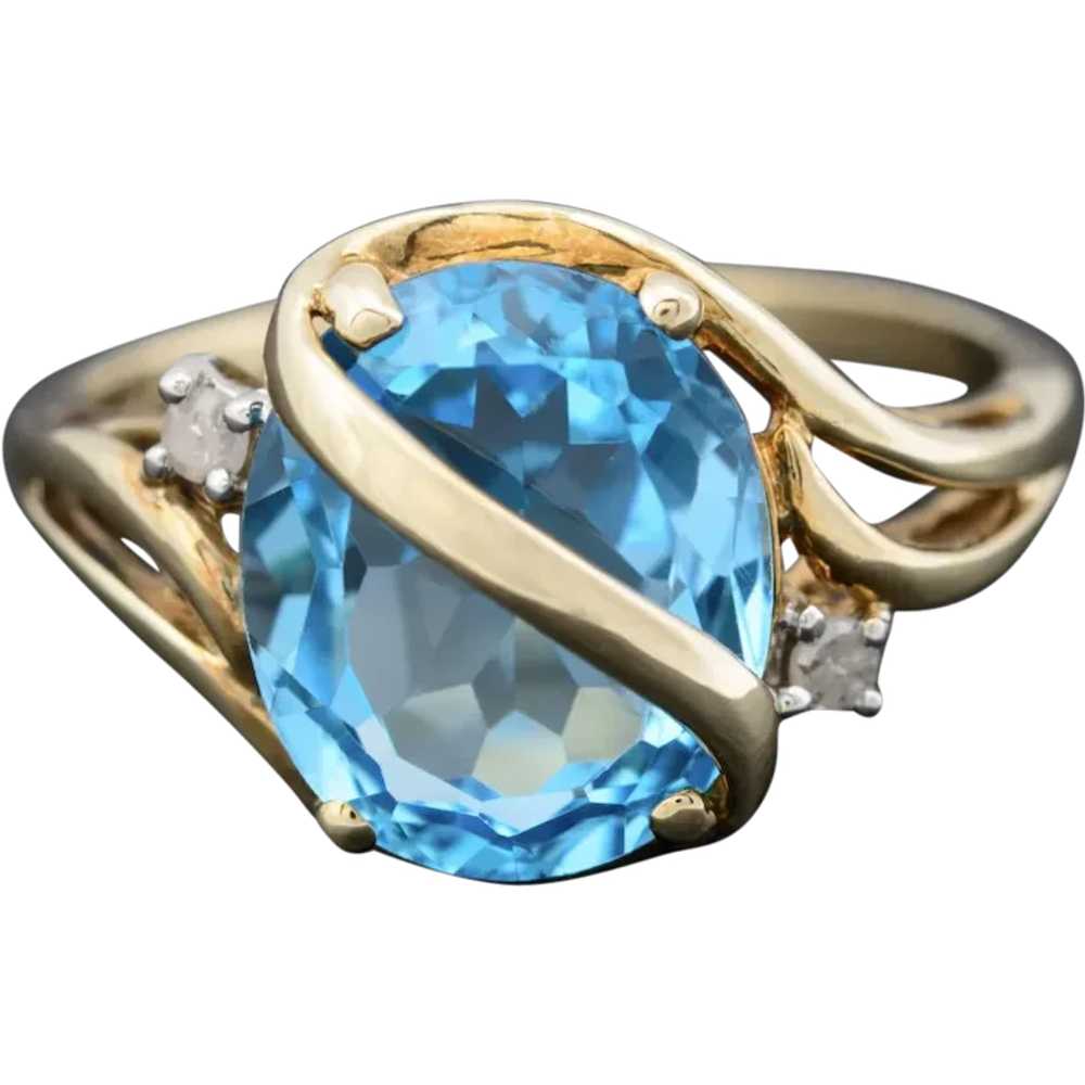 Baby Swiss Blue Topaz Gemstone Ring In 9ct Gold W… - image 1