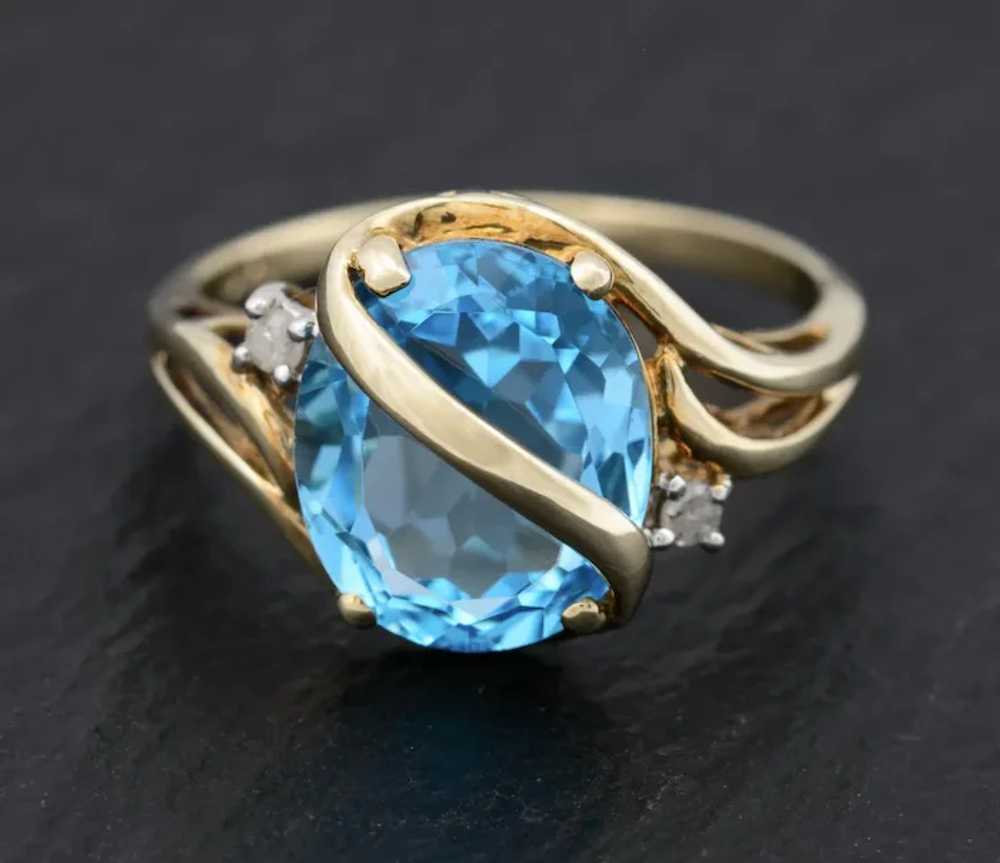 Baby Swiss Blue Topaz Gemstone Ring In 9ct Gold W… - image 2