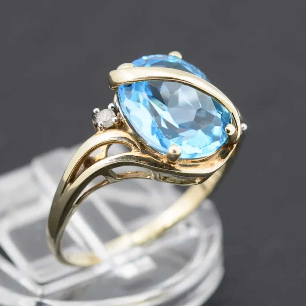 Baby Swiss Blue Topaz Gemstone Ring In 9ct Gold W… - image 3