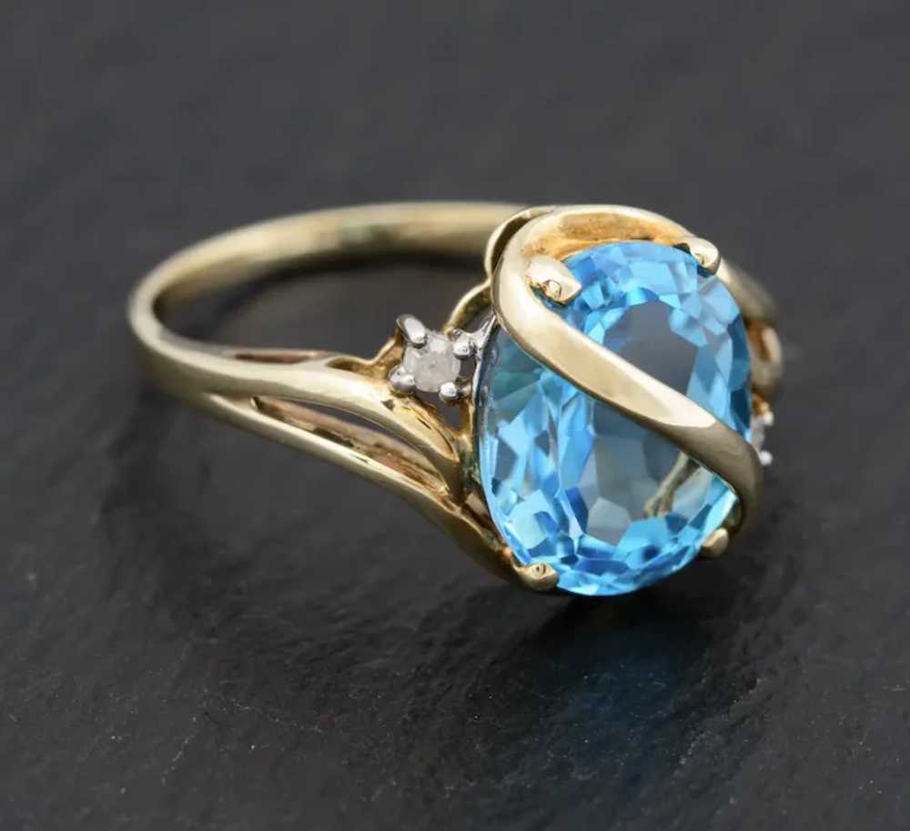 Baby Swiss Blue Topaz Gemstone Ring In 9ct Gold W… - image 5