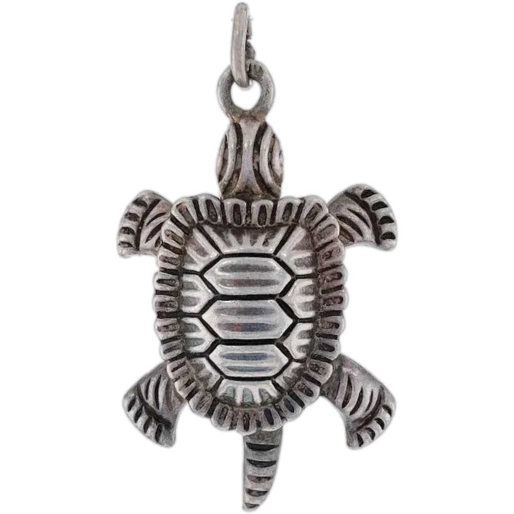 Silver Vintage Turtle Charm - 800 Reptile - image 1