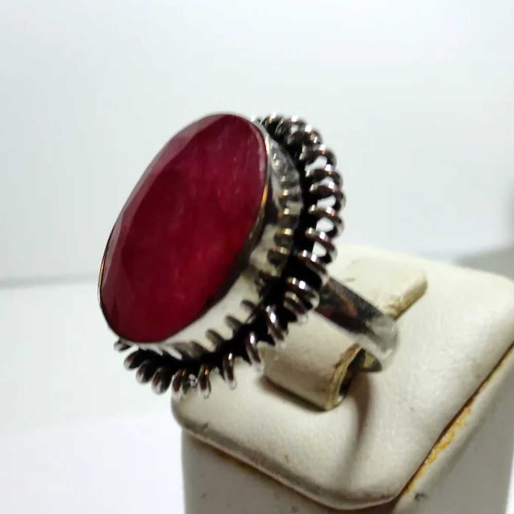 JFTS Natural Faceted Ruby Cabochon Ring Size 7 1/2 - image 2