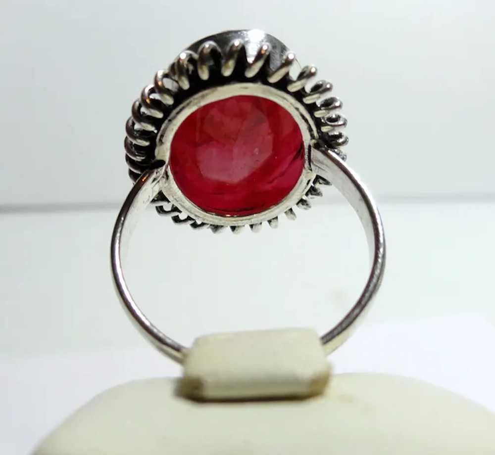 JFTS Natural Faceted Ruby Cabochon Ring Size 7 1/2 - image 3