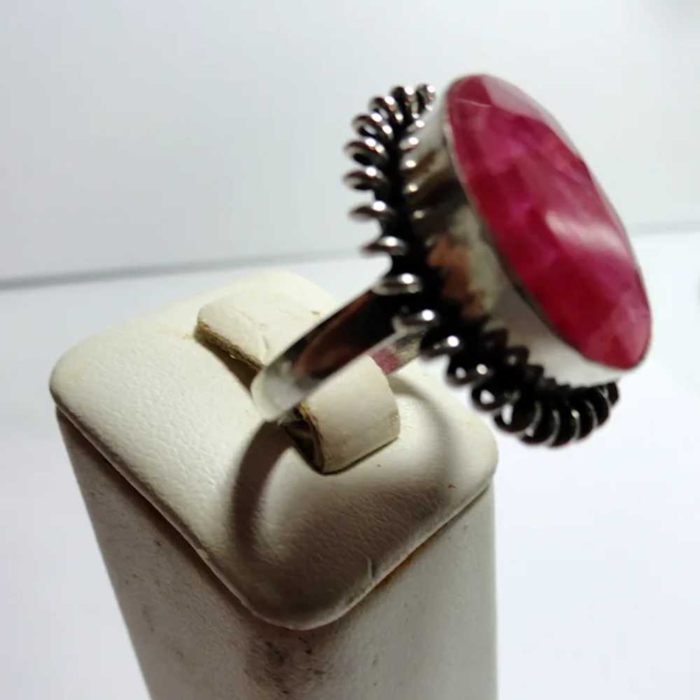 JFTS Natural Faceted Ruby Cabochon Ring Size 7 1/2 - image 4
