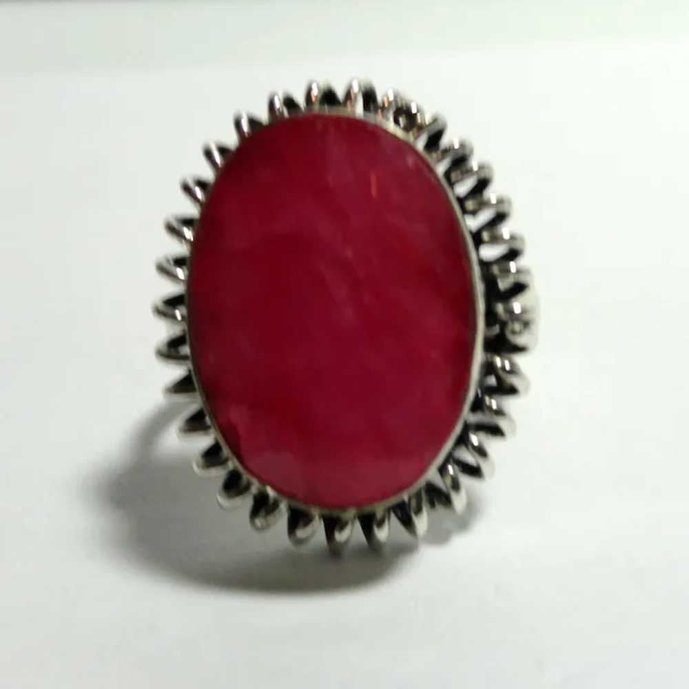 JFTS Natural Faceted Ruby Cabochon Ring Size 7 1/2 - image 5