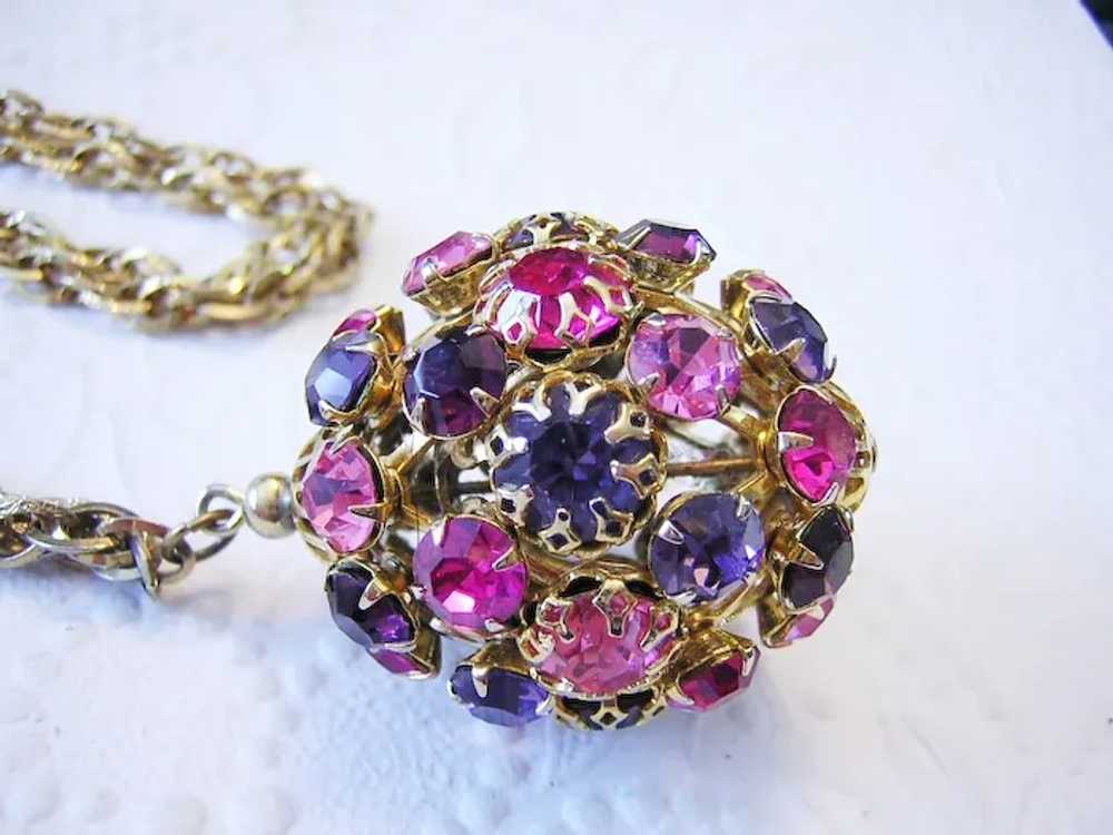1960's RUNWAY Shades Of Pink & PURPLE Rhinestones… - image 4