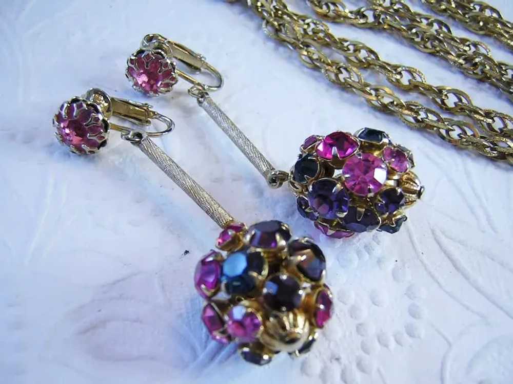 1960's RUNWAY Shades Of Pink & PURPLE Rhinestones… - image 5