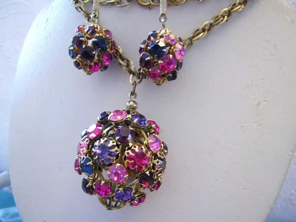 1960's RUNWAY Shades Of Pink & PURPLE Rhinestones… - image 6